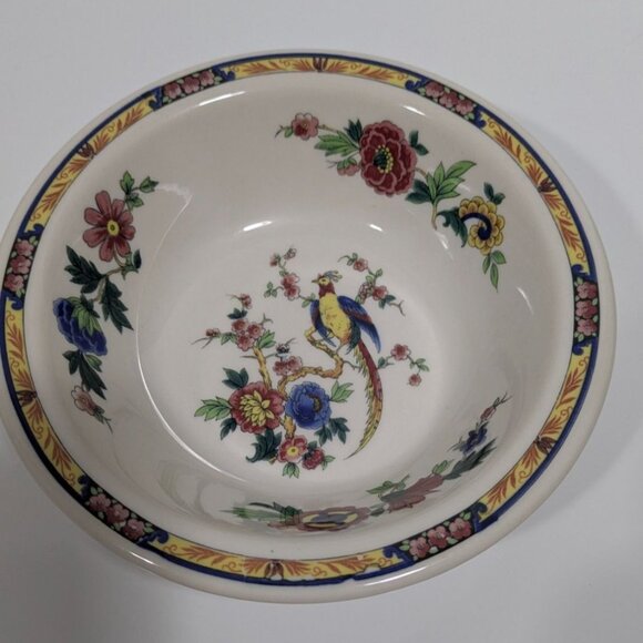 Syracuse China Dewitt Clinton Pilgrim 6" Rim Cereal Bowl Floral Bird Vintage USA - Picture 9 of 11
